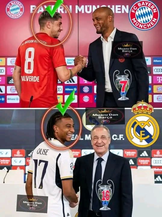 🚨🚨 | **EILMELDUNG:** Der [FC Bayern München zeigt starkes Interesse an Federico Valverde mit Blick auf das Sommer-Transferfenster. Berichten zufolge würde einen Wechsel nur in Betracht ziehen, wenn Michael Olise Teil des Deals wäre. Würdet ihr einem **Valverde-gegen-Olise-Tausch** zustimmen, oder sollte Madrid Fede um jeden Preis behalten? 👀