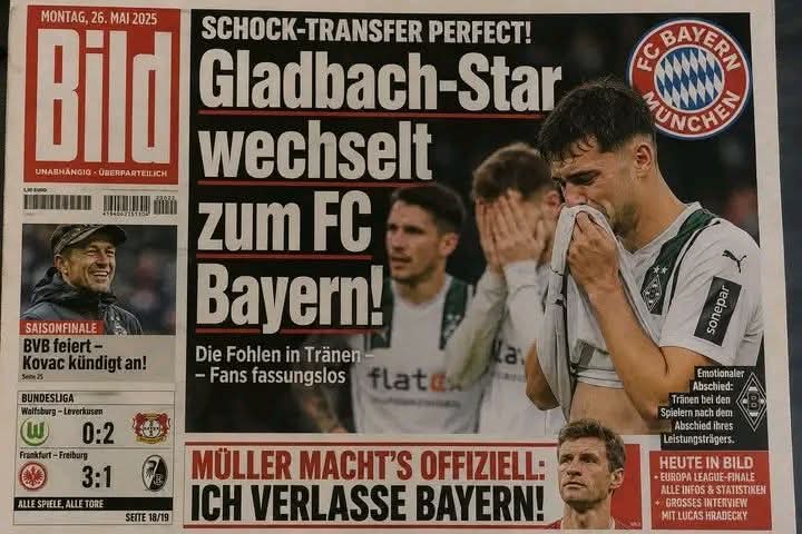 💔 SCHOCKIERENDE NACHRICHT: Borussia Mönchengladbach in Tränen – Starspieler wechselt zum FC Bayern München 💔.