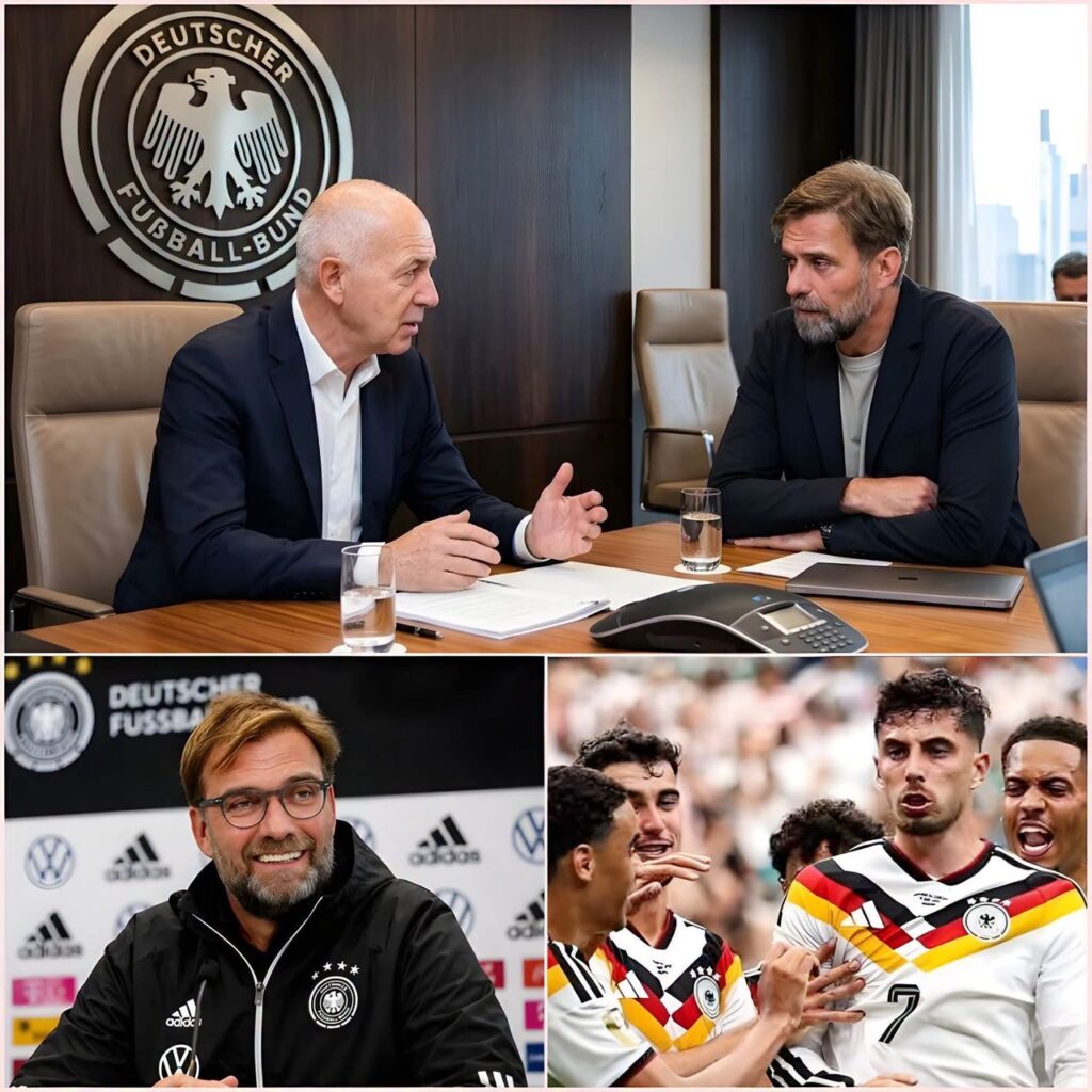 🔥”DIE ZUKUNFT DES DEUTSCHEN FUSSBALLS WIRD SICH AB DIESEM MOMENT VERÄNDERN” Die über einstündige Sitzung des Deutschen Fußball-Bundes (DFB) ist soeben offiziell beendet worden, und Jürgen Klopps Zukunft als Bundestrainer hat eine entscheidende Wendung genommen. Im Mittelpunkt der Sitzung stand die Umstrukturierung des Kaders mit einer Reihe schwieriger Entscheidungen. Unmittelbar im Anschluss äußerte sich DFB-Präsident Bernd Neuendorf überraschend schockierend zu einem Schlüsselspieler der Nationalmannschaft, der gezwungen ist,…