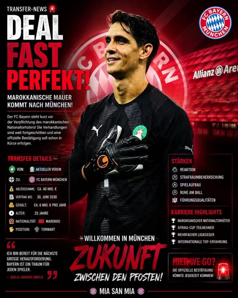 🚨 TRANSFER-BEBEN BEIM FC BAYERN! Marokkos Torwart-Sensation vor Mega-Wechsel nach München – Jetzt wird es ernst! 🔥🧤